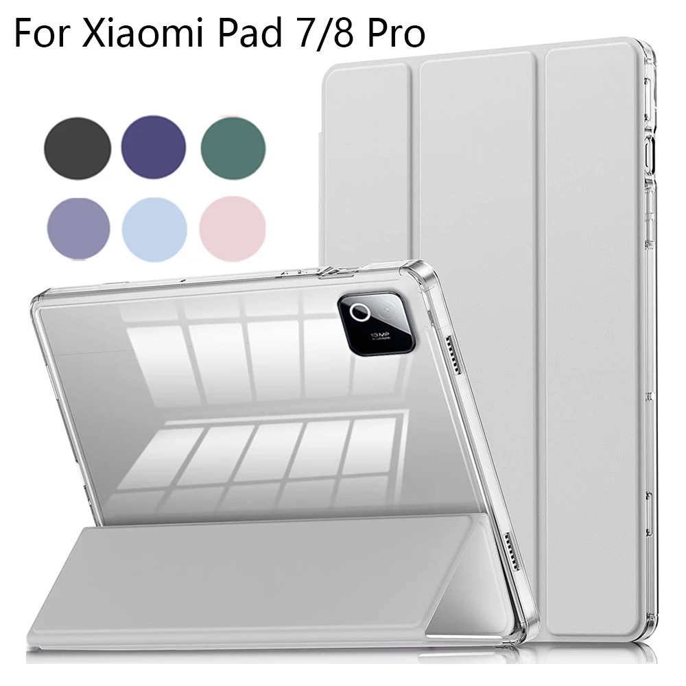 Klare Kristall-Tablet-Hülle für Xiaomi Pad 7/7 Pro/8/8 Pro 11,2 Zoll, transparente Rückseite & Stifthalter, automatische Schlaf- und Weckfunktion.