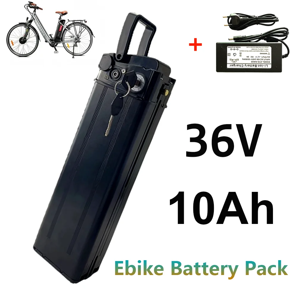 

For Silver Fish 36V LI-ION Battery 10Ah For 350W 500W 750W Bottom Heybike City Commuter With charger