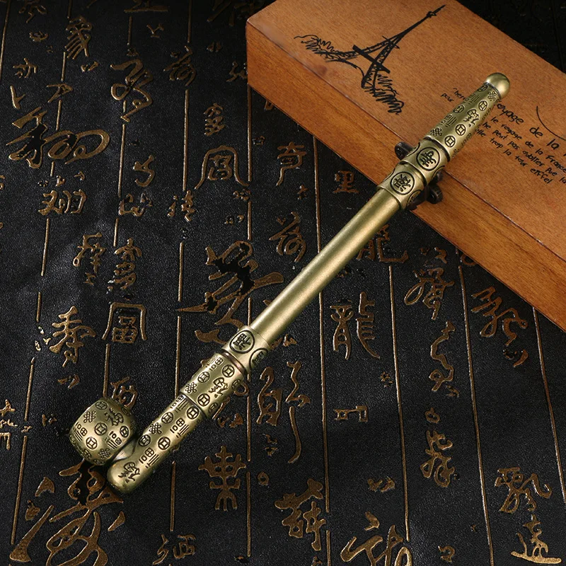 Little Fairy Antique Pure Copper Longevity Pipe Retro Brass Traditional Smoking Rod Handmade Crafts Home Decoration Ornaments