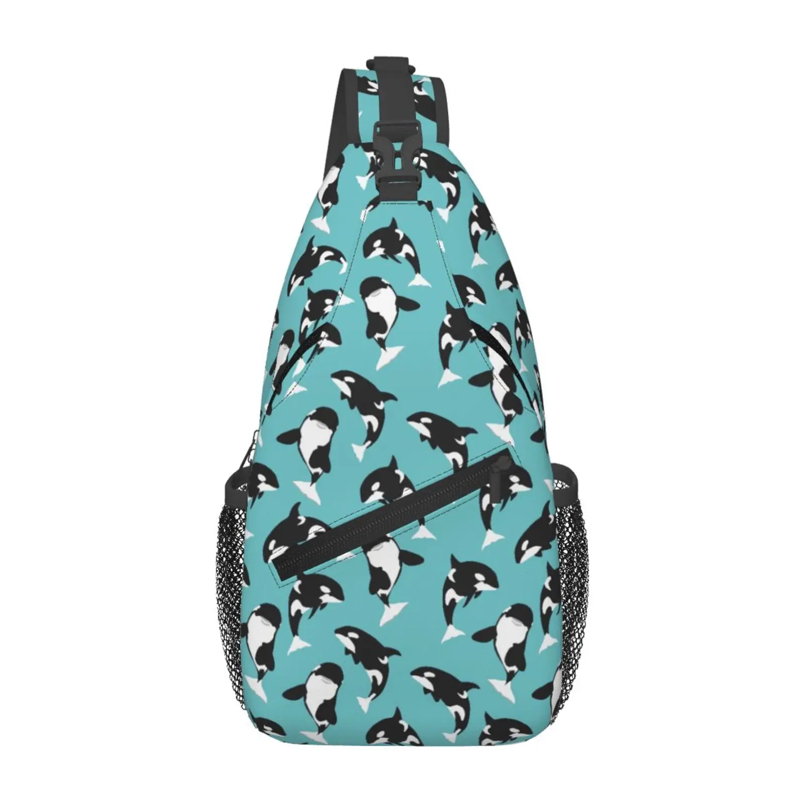 Marine Killer Whale Pattern Print Sling Bag Men Women Chest Bag Car Shoulder Backpack Daypack for Hiking Outdoor Sports Bag