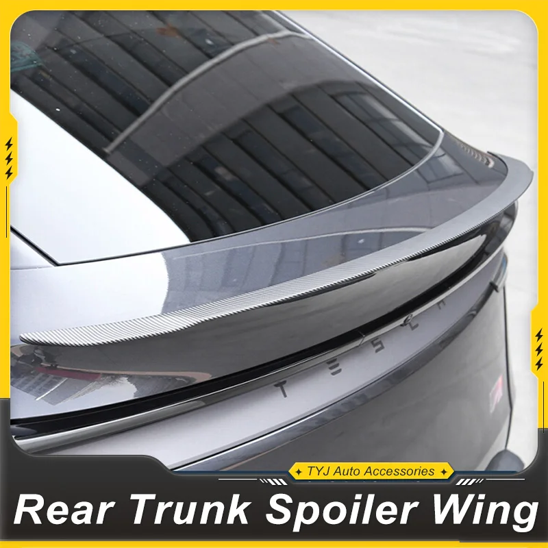 

For Tesla Model Y Juniper 2025 High Performance New Rear Trunk Lid Car Spoiler Wing Ducktail Lip ABS Black Carbon Accessories