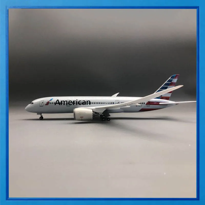 

American Airlines Boe ing 787 Airplane Model 43cm Simulation Static Aircraft With Led Lights And Wheels For Aviation Enthusiasts