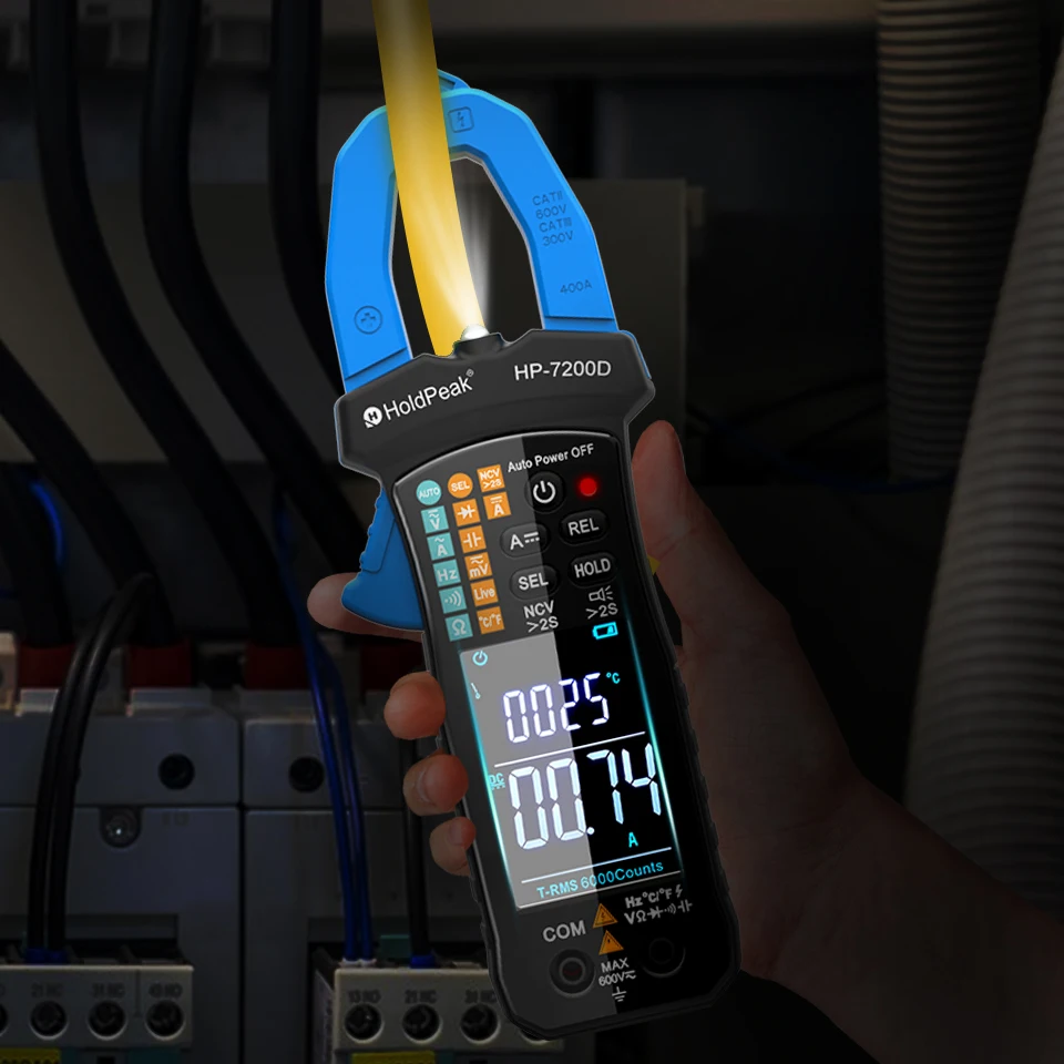 Imagem -05 - Holdpeak-pinça Amperimétrica Digital de Seleção Automática e Alcance Automático True-rms Tensão ac Corrente 7200d 60a 400a Corrente ac