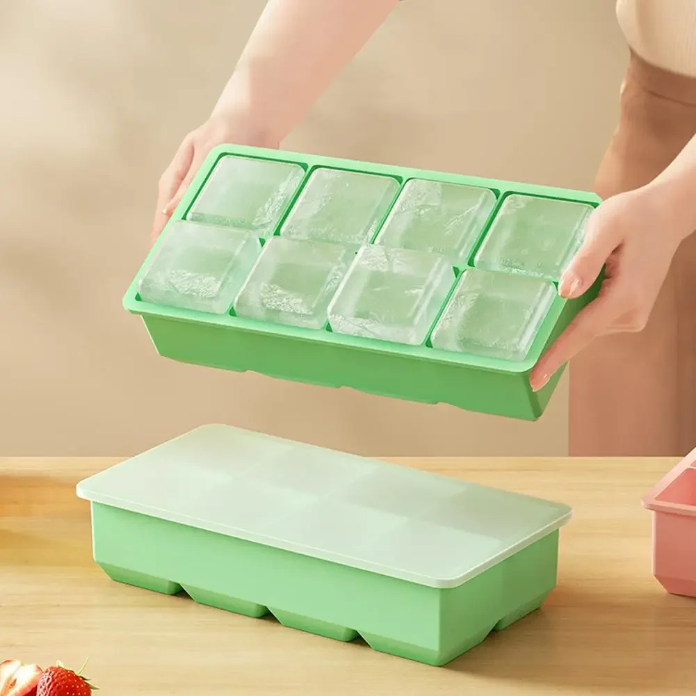 Large Ice Cube For Mold Large Silicone Ice Tray 22*12*5cm Household Covered Ice Storage And Ice Making Box For Parties Gathering