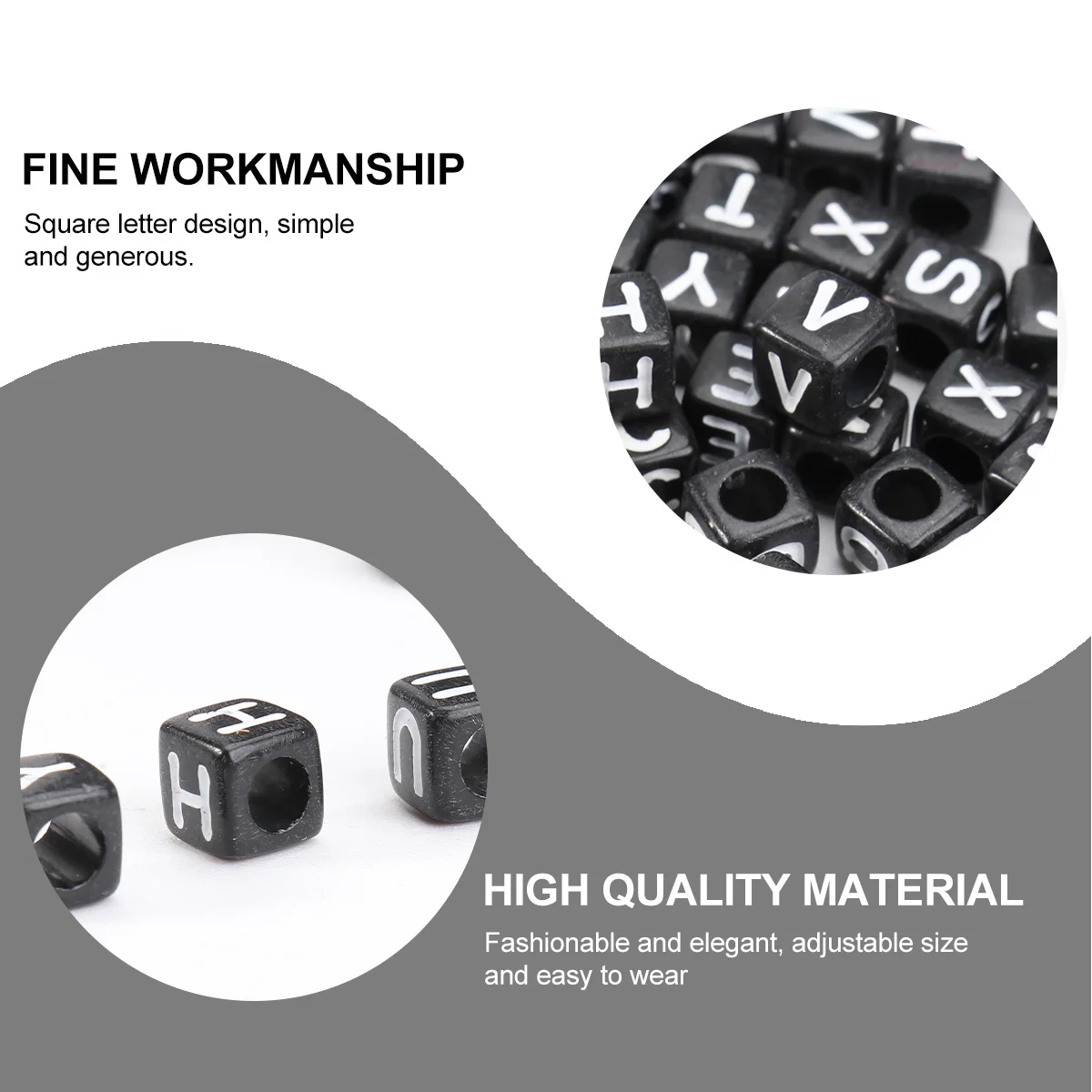 OATIPHO 100 قطعة الفواصل الحروف الأبجدية لصنع المجوهرات للأطفال القلائد الاكريليك الأحجار الكريمة الأبيض مربع فرز الحرفية عدة