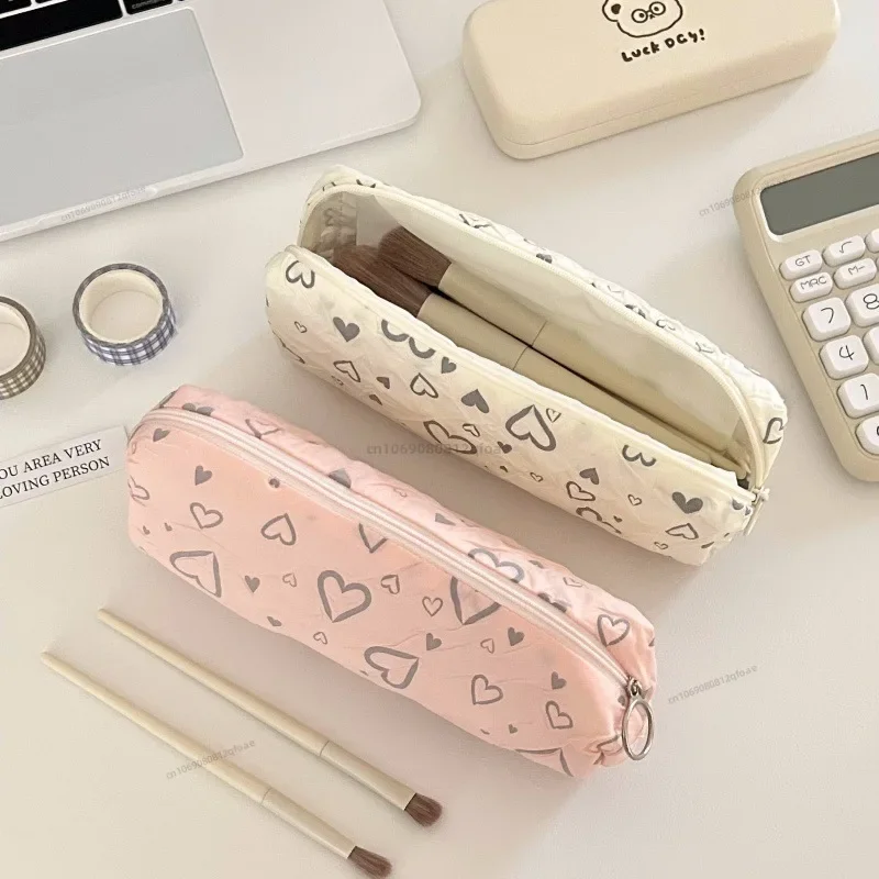 Pencil Case Fashionable Love Pencil Case Large Capacity Stationery Storage Bag Soft Pen Bag Multifunctional Learning Supplies