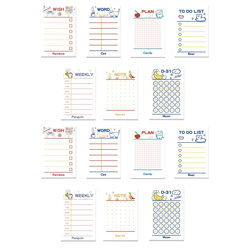 14Pack To Do List Notepad Cute 9X6 To Do List Planner Sticky Notes Daily Lined Sticky Notes For Work Planner, 600 Arkuszy Trwałe