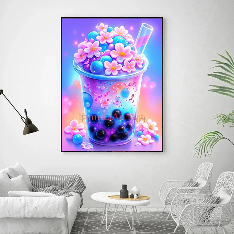 AB Fairy Dust Diamond Painting Cross Stitch Drink Full Crystal Diamond Embroidery Cartoon Ice Cream Cake Home Decor Mosaic Art