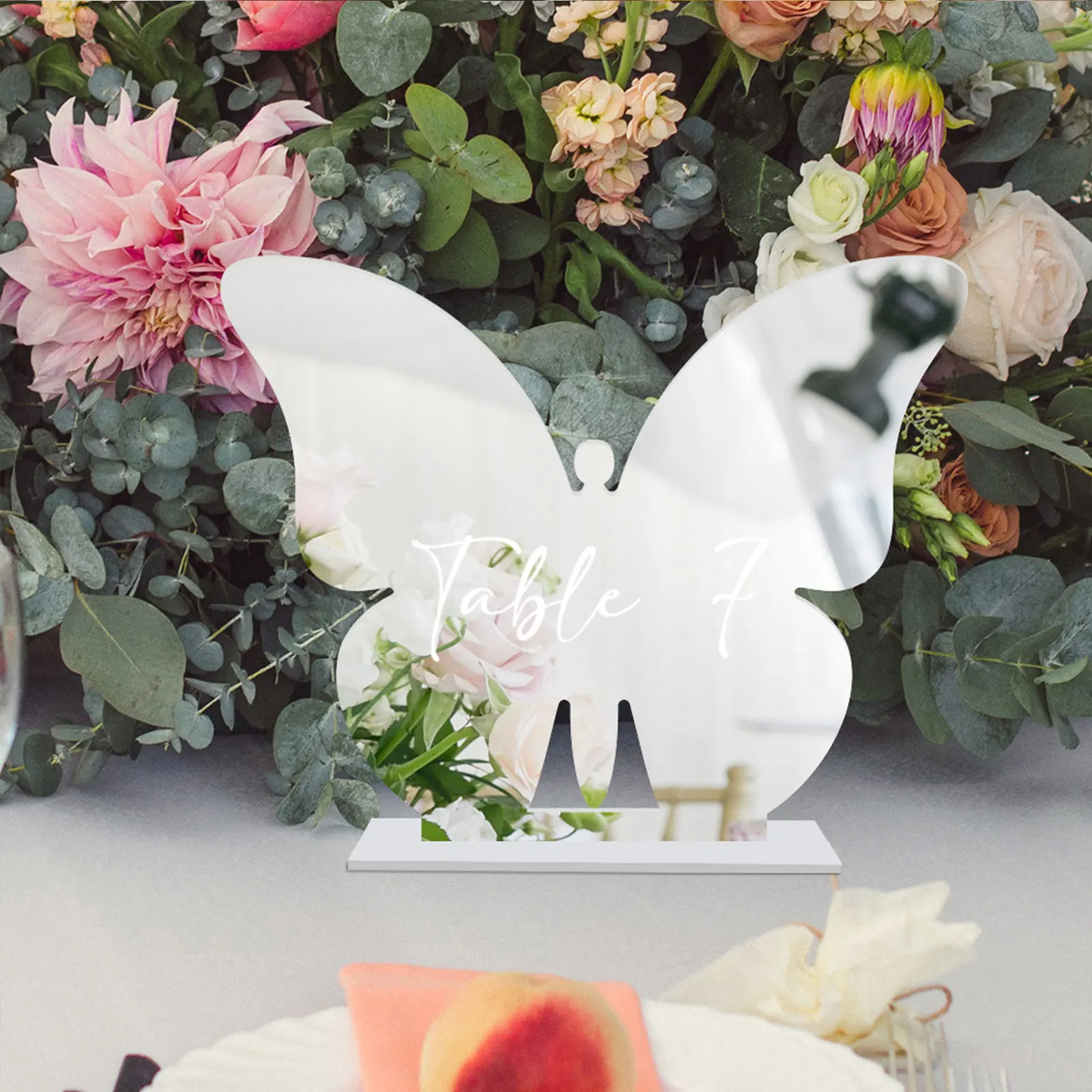 

6 Sets Wedding Seating Chart Table Card Butterfly Standing Sign Silver Acrylic Banquet