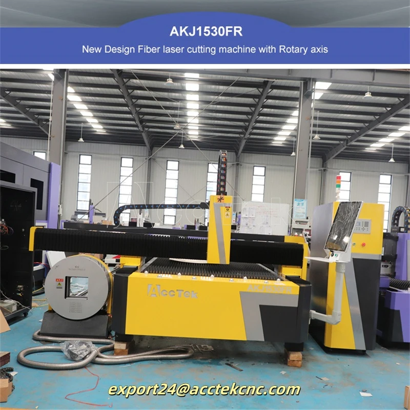 ACCTEK Metal Tube Pipe Laser Cutter CNC Fiber Laser Cutting Machine Sheet Metal 2kw 3kw 6kw 12kw Laser Source With Rotary Axis