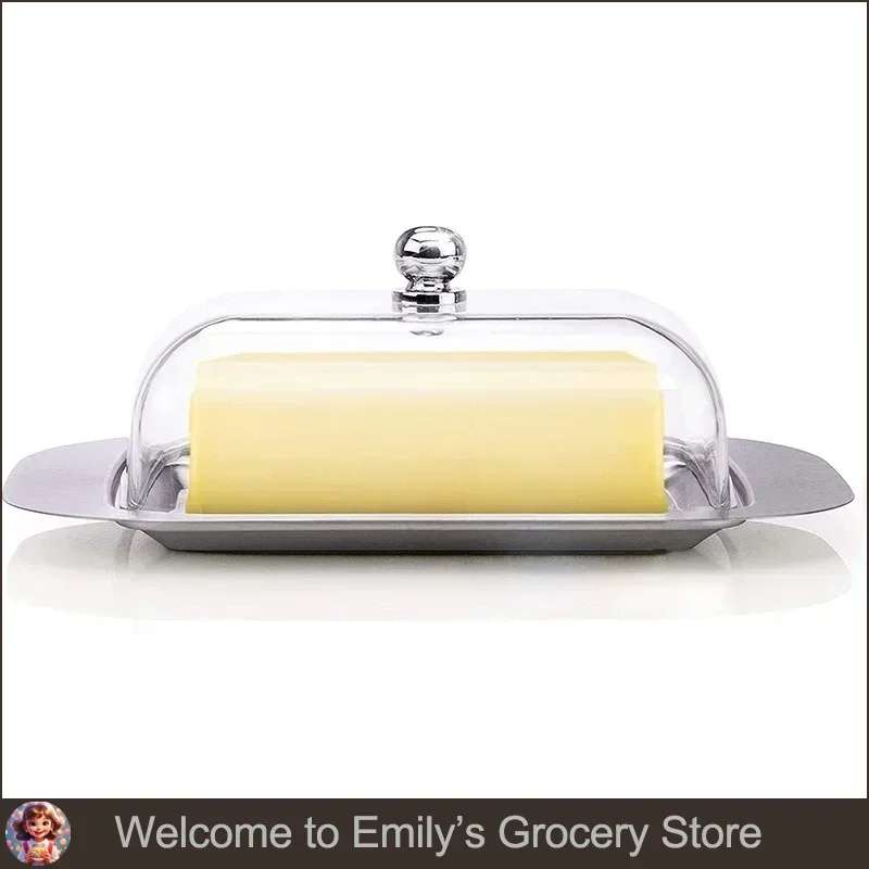 Butterplatten aus Edelstahl, Aufbewahrungsbox für massiven Käse mit Deckel, Butterkäse- und Brotteller im westlichen Stil, Konservierungsbox