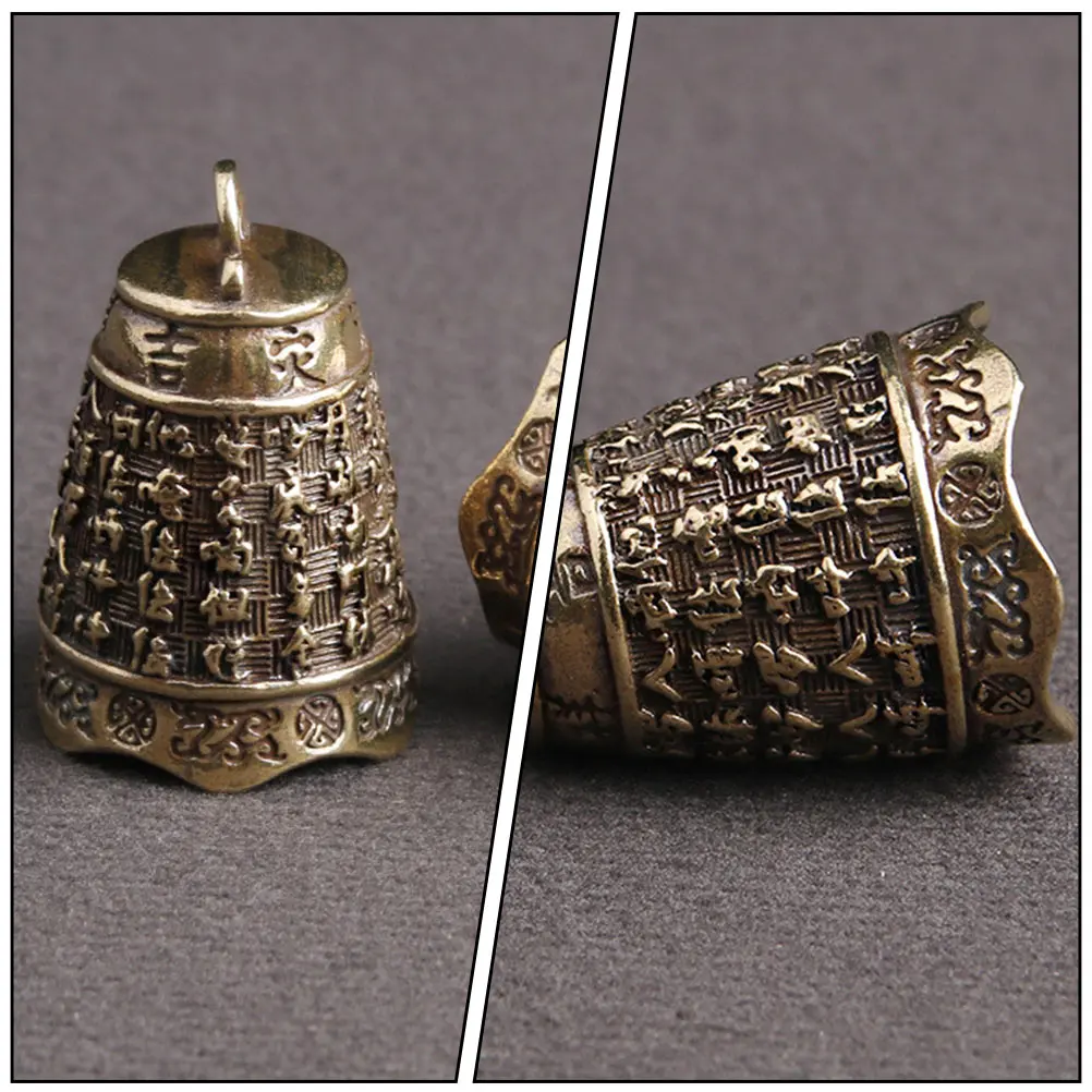 

2PCS Texts Bell Pendant Delicate Brass Small Bells Keychain Pendants Home DIY Vintage Copper Accessories Jewelry
