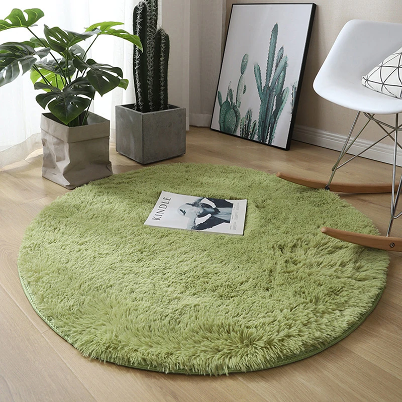 Fluffy Wool Rug Living Room Carpets Faux Fur Round Mat Kids Room Long Plush Rugs Home Bedroom Decor Shaggy Carpet 40*40cm