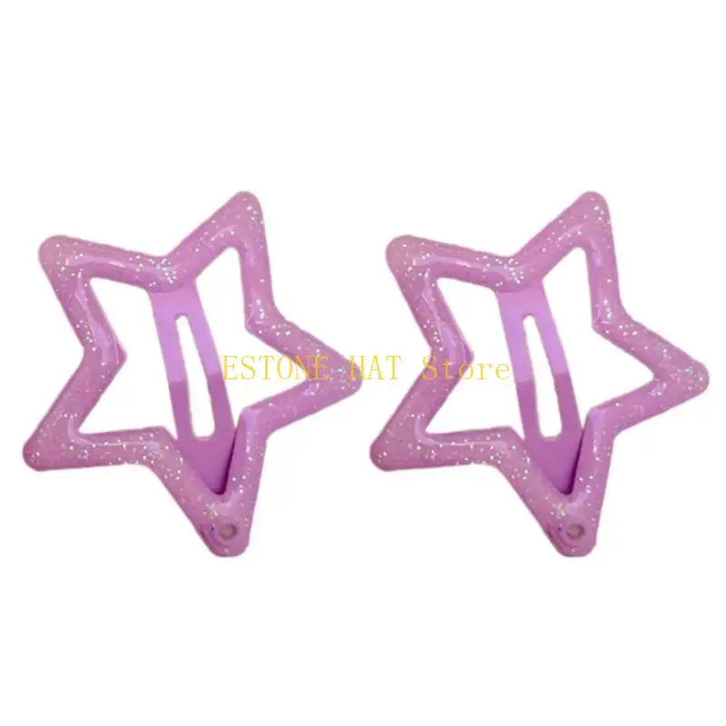 49mf 캔디 컬러 스타 헤어 클립 어린이 소녀 2pcs Nonslip 에폭시 헤어핀 달콤한 별 머리 바렛 어린이 머리 장식