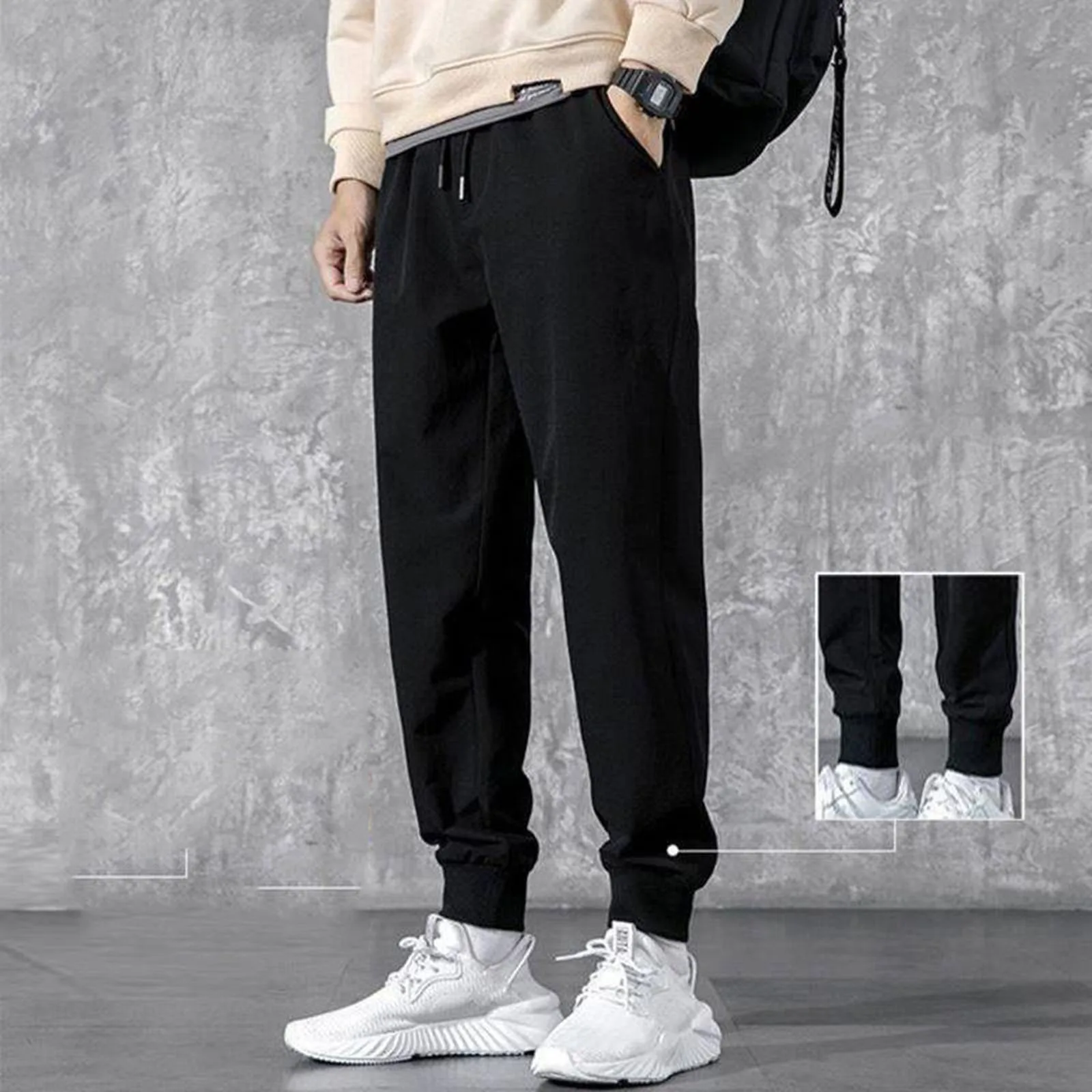 

Casual Men's Pants Drawstring Spring Summer Male Trousers Sweatpants Solid Color Fitness Pants Jogging Fitness Pants Streetwear