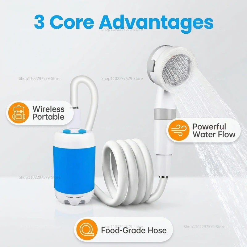 

Wireless Rechargeable 4000mAh Portable Outdoor Shower Pump Water Supply for Camping Hiking RV Backpacking and Emergency Use