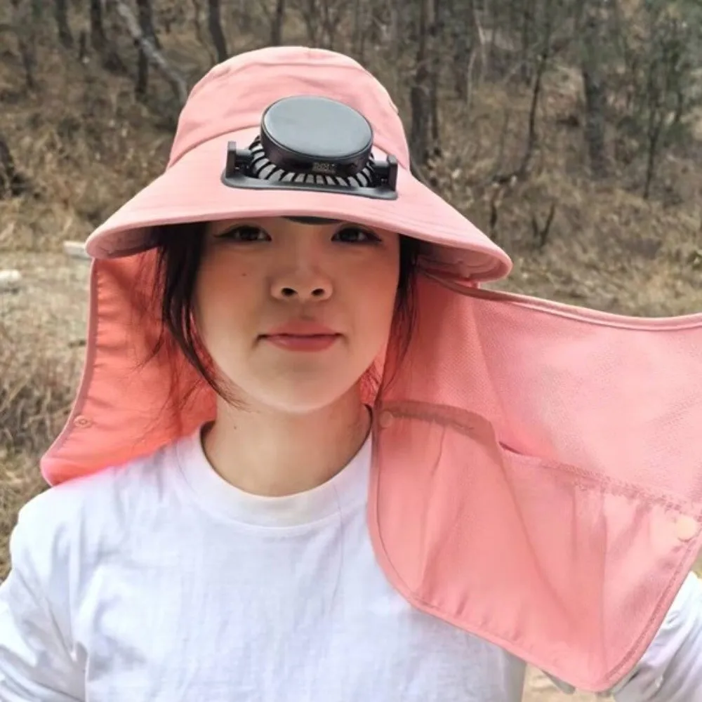 Quick Dry Solar Fan Hat Breathable Solar Charging Wide Brim Sun Cap UV Protection Lightweight Fishing Bucket Hat Hiking