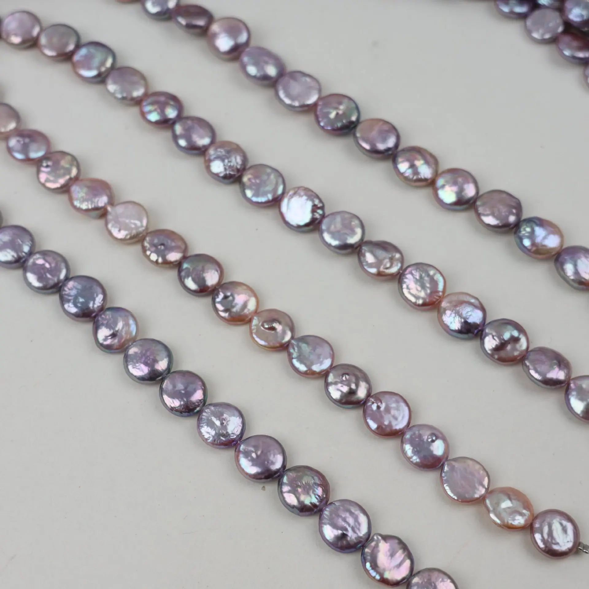 12-13mm Purple Freshwater Pearls Flat Loose Beads for Making Necklace Semi-Finished Product DIY Accessory 1 Strand 38 Length