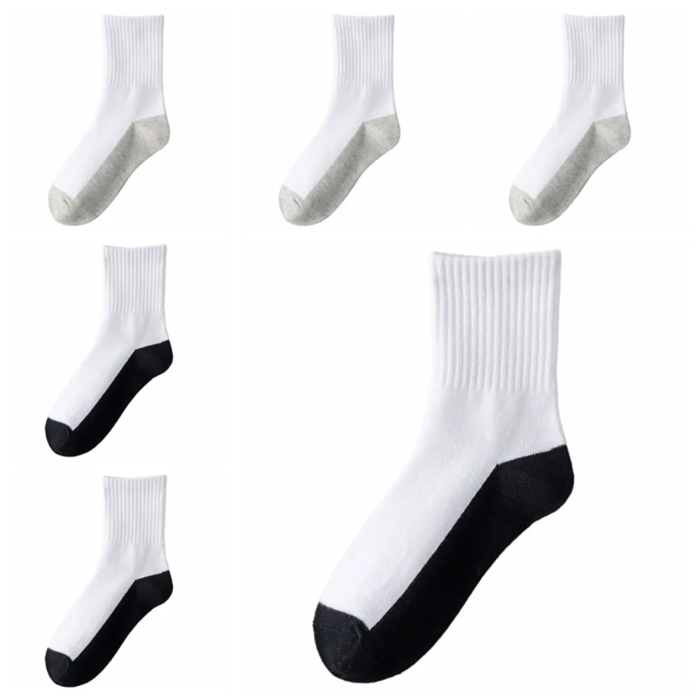 

4/6Pairs Classic Simple Men's Mid-calf Socks Non-slip Hosiery Men Tube Socks Patchwork Breathable Sports Sock Summer