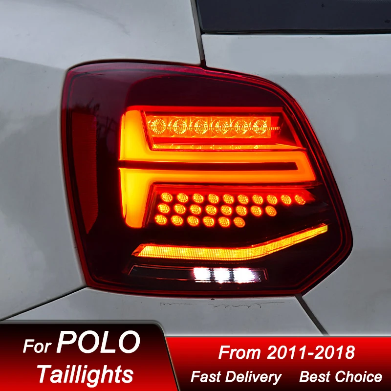 Car styling Tail Lights For VW POLO 2011-2018 new style full LED Tail Lamp Dynamic Turn Signal Light Tail Lamp Assembly