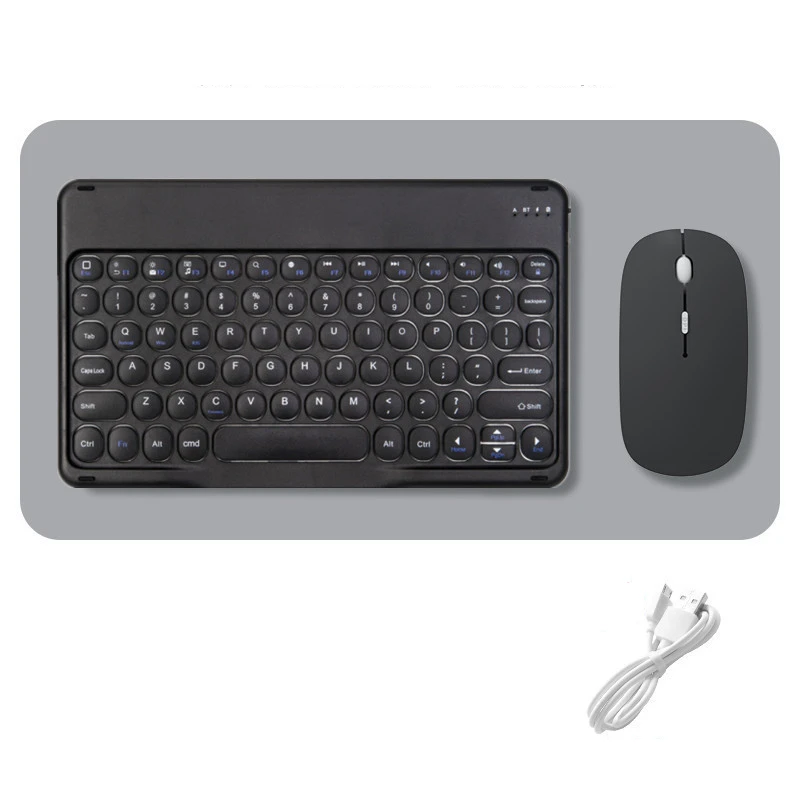 Teclado sem fio e mouse combos conjunto redondo bluetooth hebraico espanhol coreano para ios ipad android windows telefone tablet