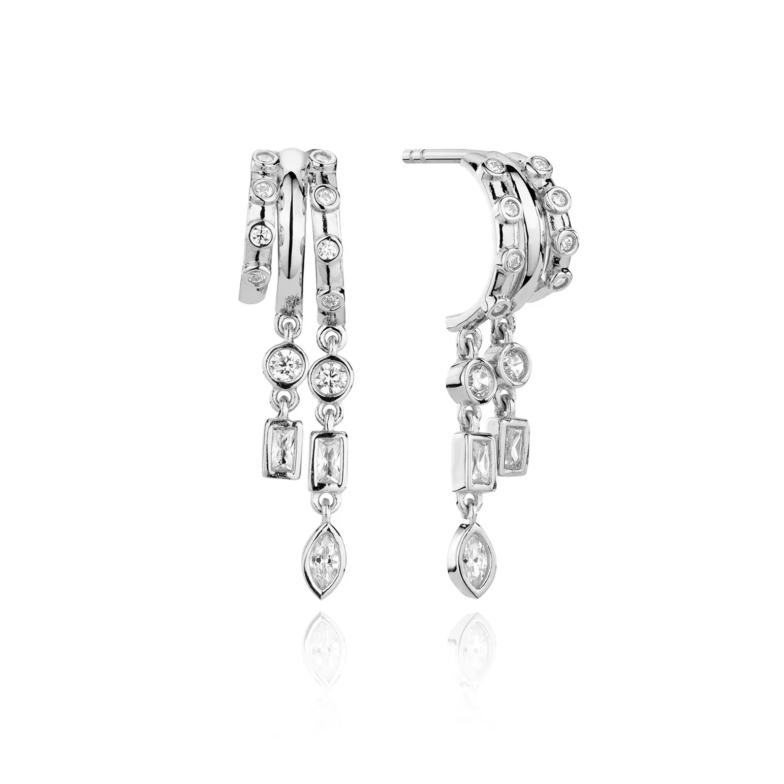 Personalized irregular tassel set with zircon earrings for wome,copper plated 18k real gold earrings,925 silver ear needles,gift