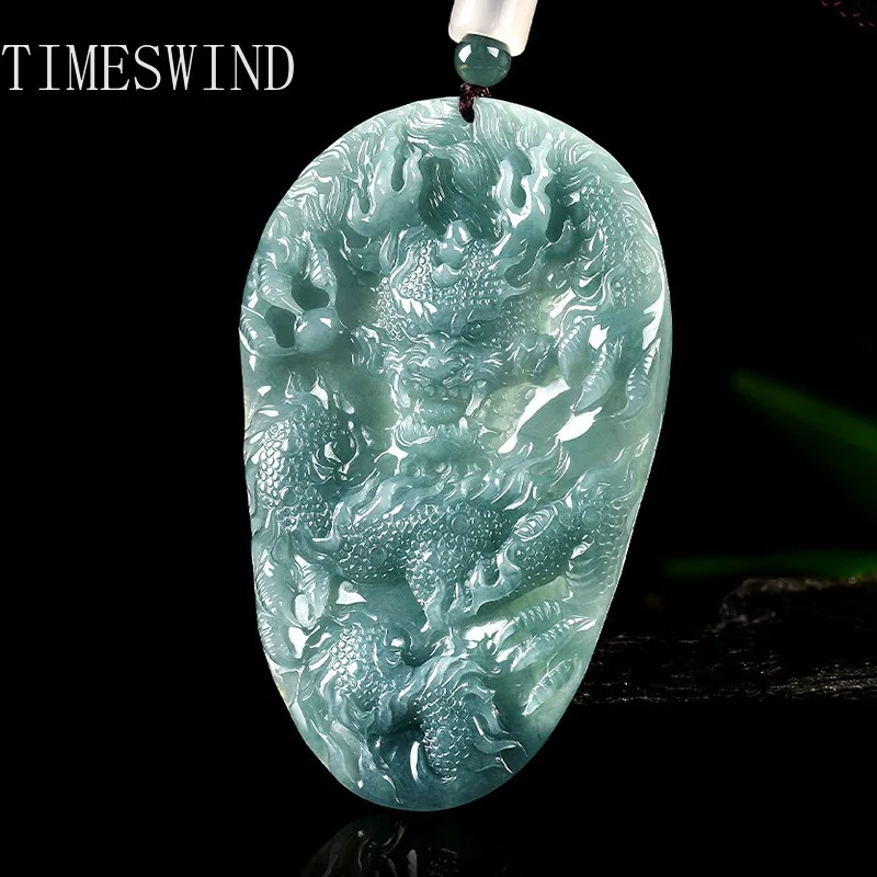 

TIMESWIND оригинальный нефрит A-типа натуральные ювелирные изделия синий зодиакальный дракон рев резной кулон мужское ожерелье с сертификатом