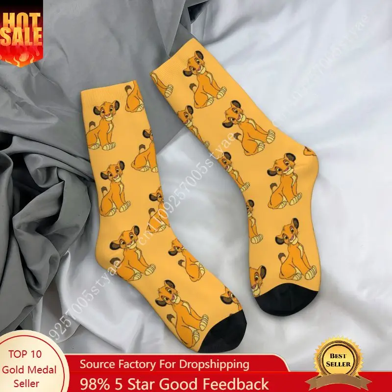 

Custom Simba Wallpaper Mens Crew Socks Unisex Fun The Lion King Spring Summer Autumn Winter Dress Socks