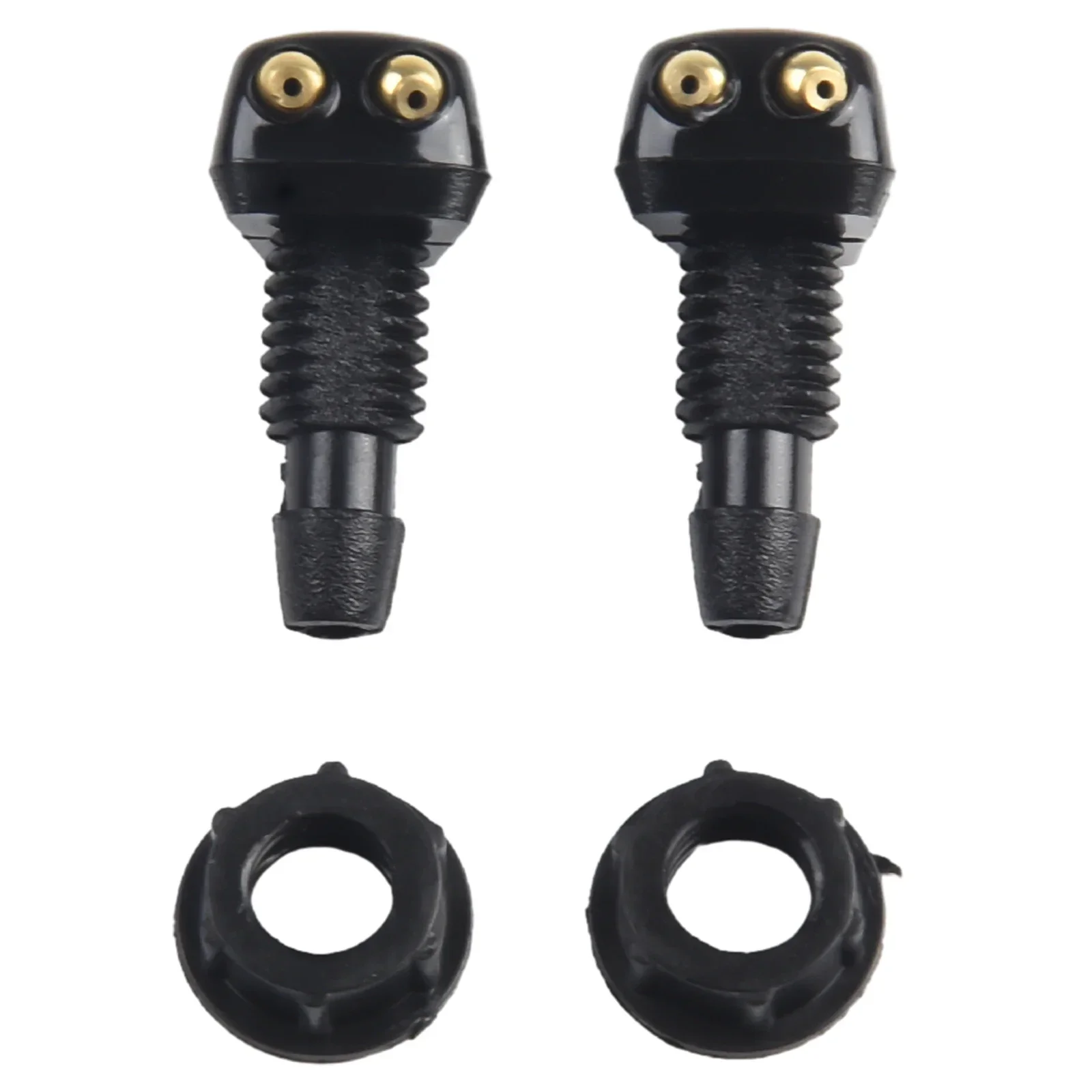 

2 Pcs ABS- Plastic Brand New Dual Holes Windshield Washer Nozzle Wiper Water Spray Jet Waterproof Adjustable Fits For Most Cars