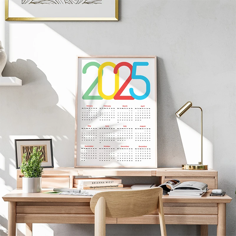 التقويم القمري الجديد 2025 الملصقات التقويم الوقت الطقس المعرفة حائط لوح رسم صورة فنية لغرفة المعيشة ديكور المنزل هدية