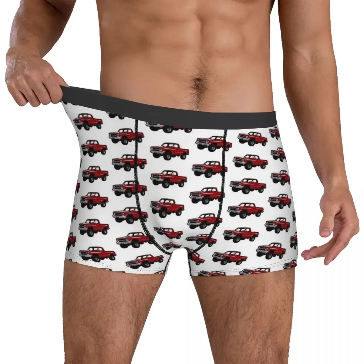 Cuecas vermelhas profundas para homens, roupa interior macia, calcinha de caminhão, shorts boxer anos 80, 4x4 C, presentes de namorado