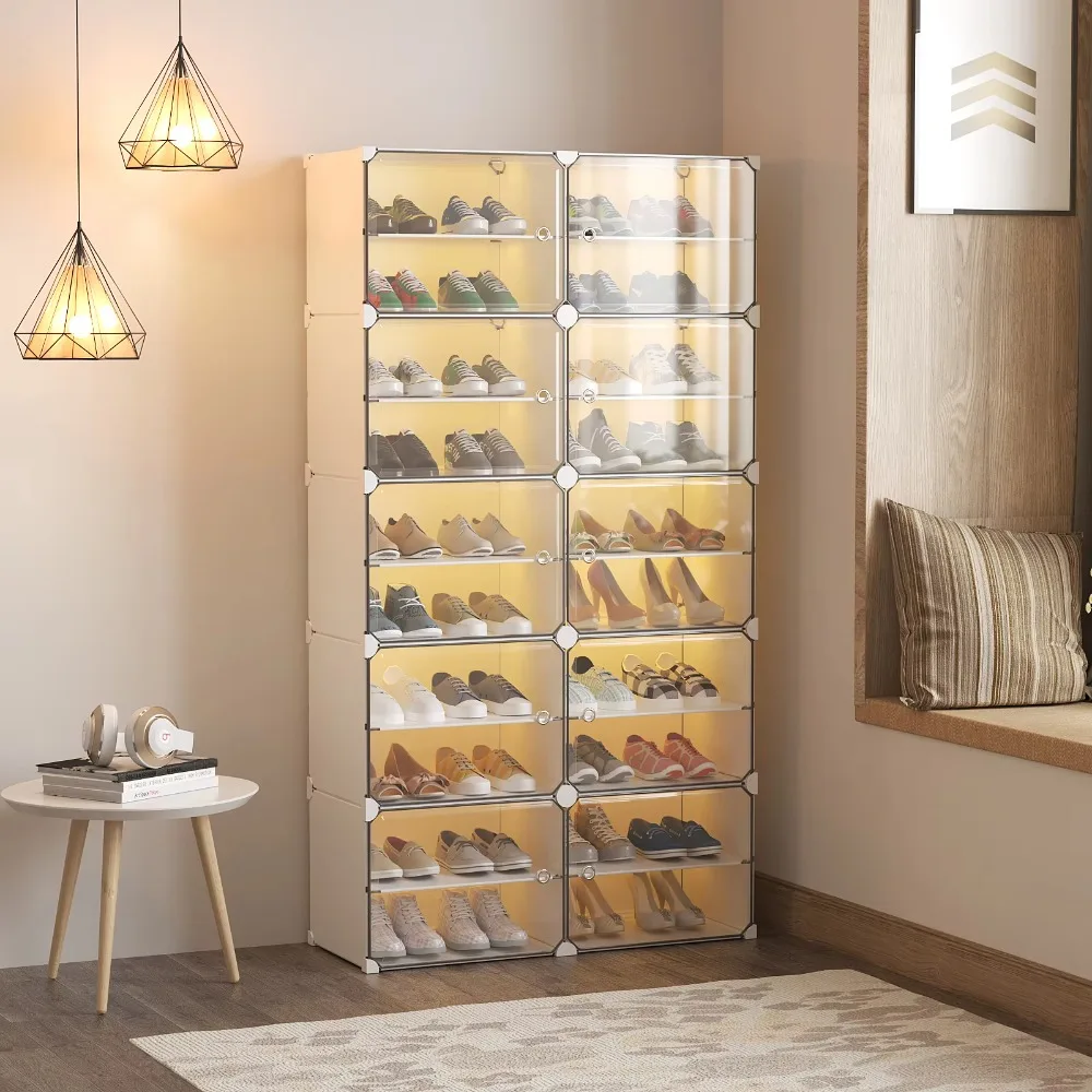

Modern DIY Multi-Layer Shoe Rack with PP Transparent Box Dustproof Storage Cabinet for Living Room Home Dormitory