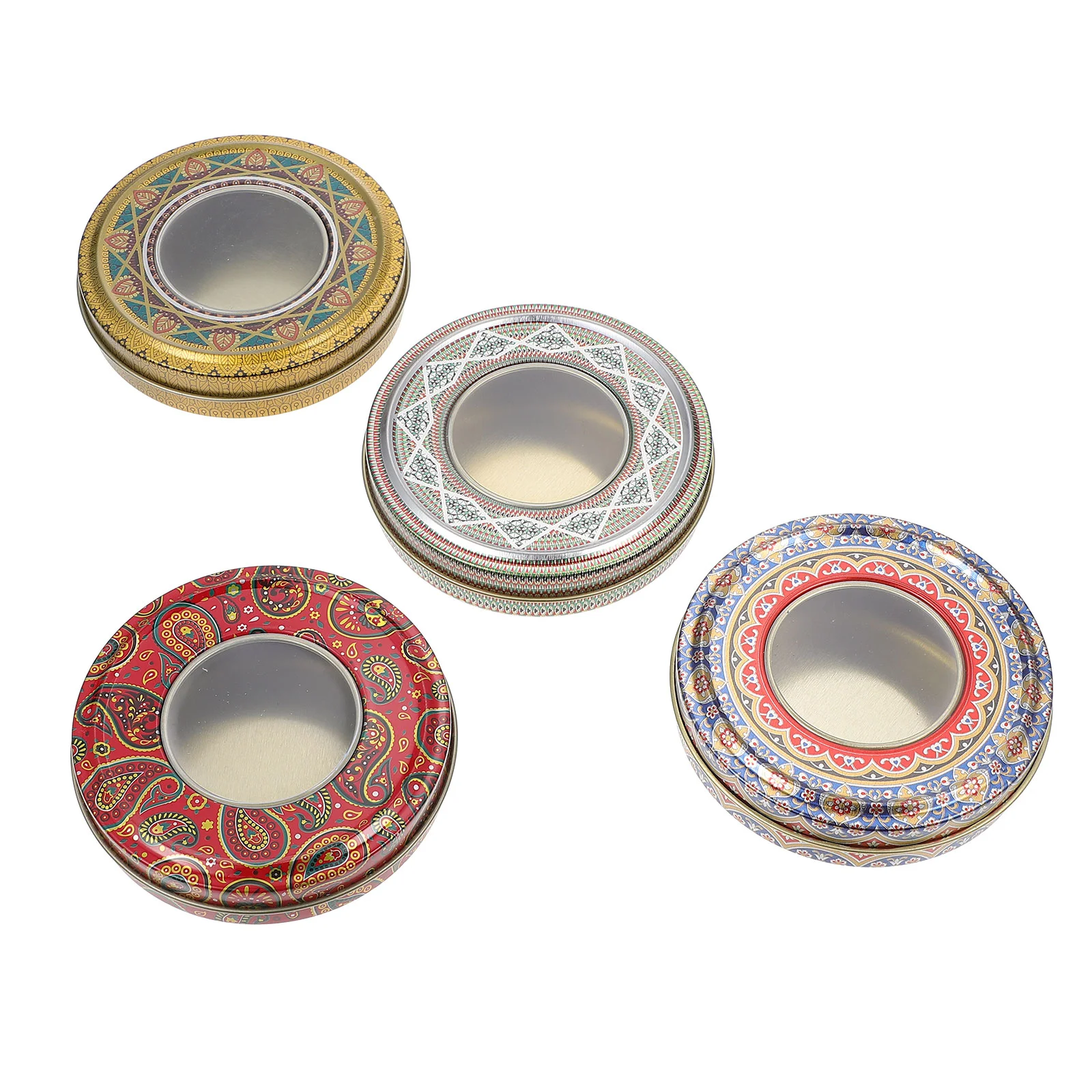 

4 Pcs Tin Box Food Containers with Lids Wrapping Boxes Storage Cans Cereals Tinplate