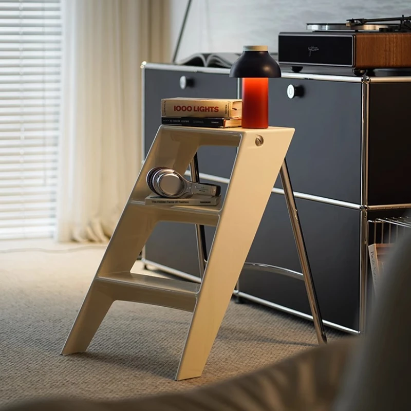 Acrylic Transparent Ladder Stool Middle Ancient Style Folding Step Ladder Indoor Thickened Herringbone Storage Three-step Ladder