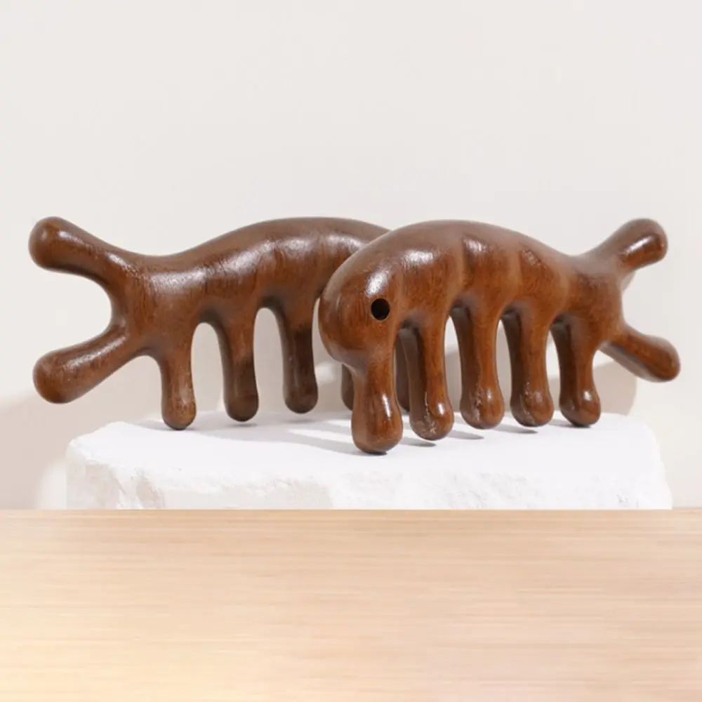 مشط تدليك ميريديان بخمسة أسنان معلق متعدد الوظائف لتدليك الرأس بأسنان واسعة يساعد على الدورة الدموية #4