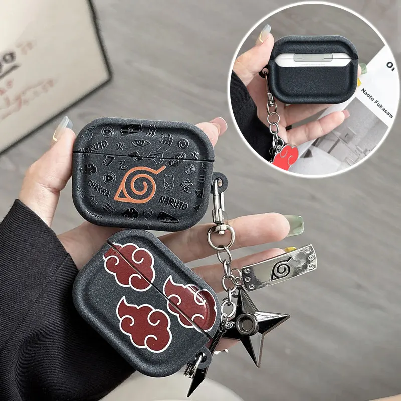 ناروتو حقيبة سماعة الاذن ل Airpods 1 2 3 4 حافظة مع قلادة أنيمي شل ل Airpods Pro 2 3 غطاء وقائي ملحقات مقاومة للصدمات