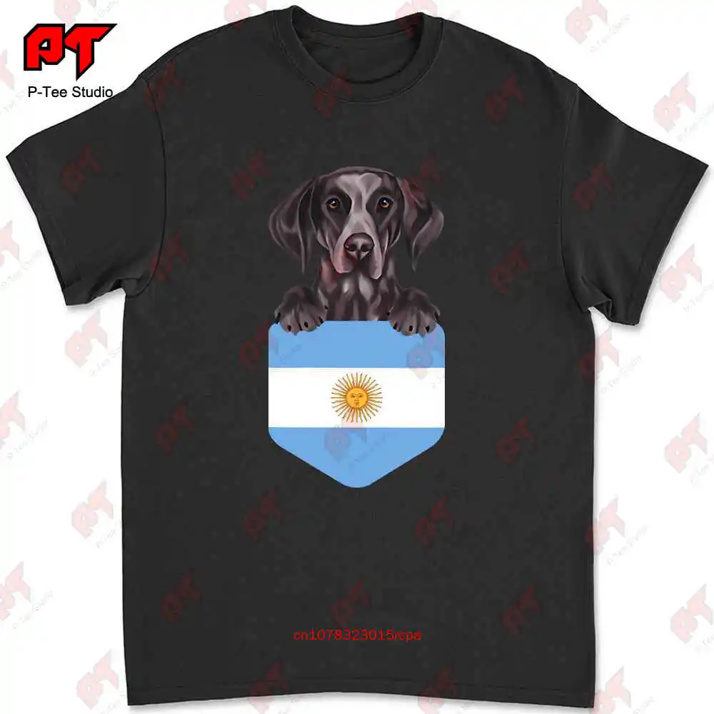 Argentina Flag German Shorthaired Pointer Dog In Pocket T-shirt Tee W7YZ