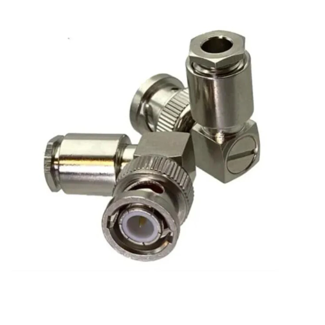 1pc BNC Male Plug RF Coaxial Connector Right Angle Clamp For LMR195 RG58 Cable Nickel Wholesale