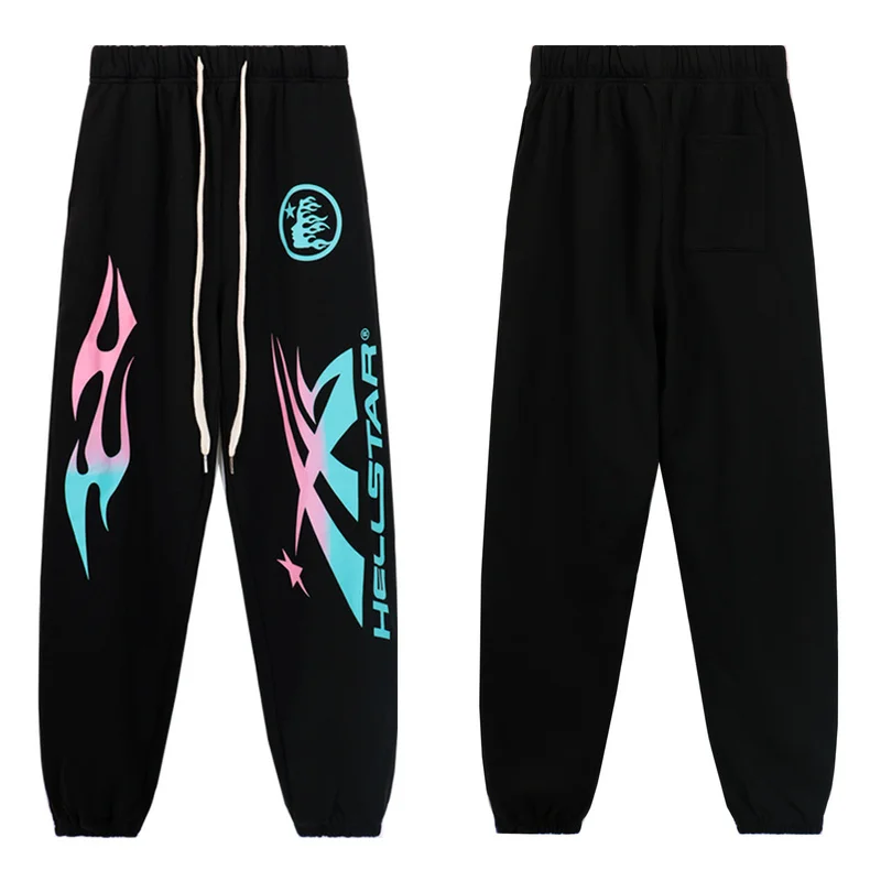 Losvallende katoenen joggingbroek met adient-print en zoom met manchetten voor heren Street Sle-casual broek voor dagelijks gebruik