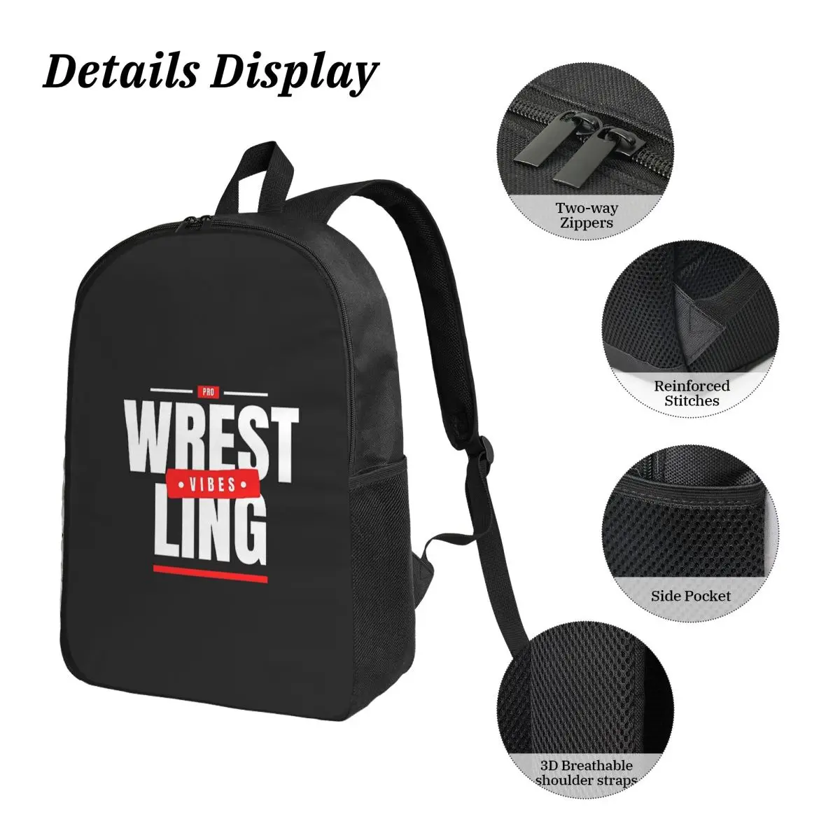 

Рюкзак Pro Wrestling Vibes, студенческая сумка для книг для мальчиков и девочек, школьная сумка, сумки на плечо для ноутбука, изолированная сумка для обеда 3 шт., пенал