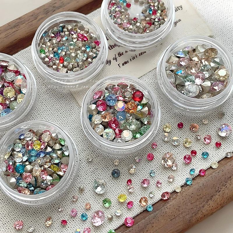 

10LPCS Mini Round Pointed-bottom Nail Rhinestones Crystal Diamond Accessories For Nails Art Decoration Design Manicure Supplies