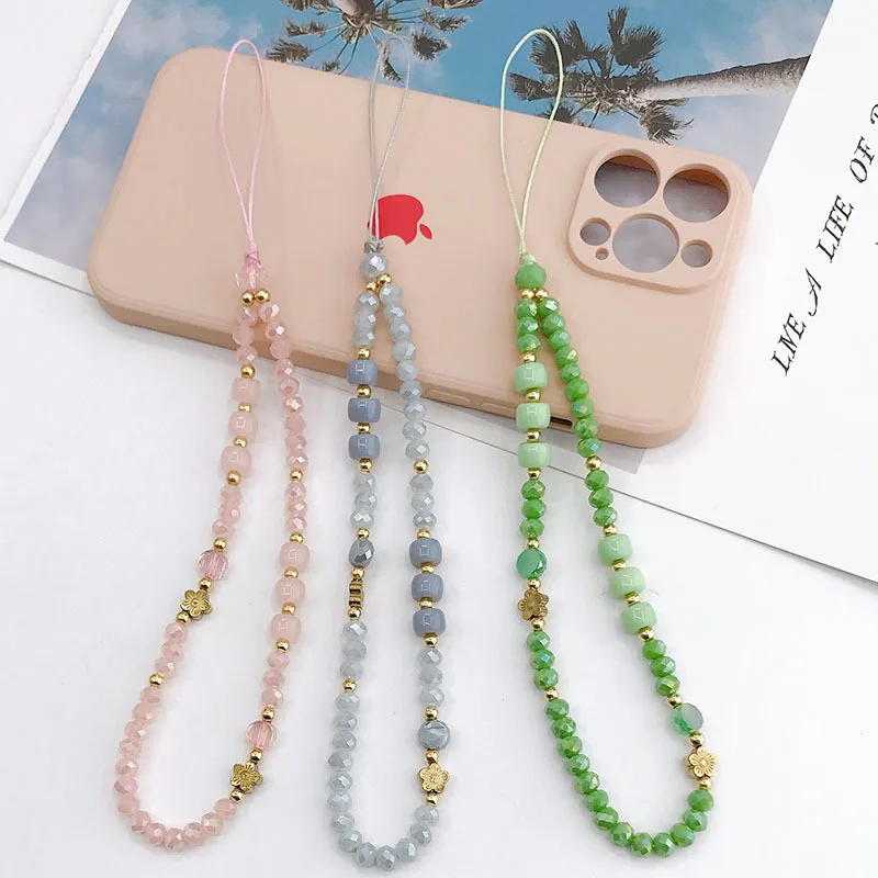 Fashion Creative Gravel Mobile Phone Chain Classic Beaded Phone Strap Lanyard Hanging Chain For Women Girls Anti-Lost Jewelry