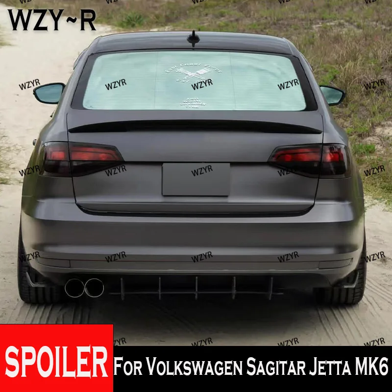 

For 2012-2018 Volkswagen Sagitar Jetta MK6 Gloss Black/Forged Real Carbon Fiber Rear Spoiler Trunk Lid GT Diffuser M4 Sty
