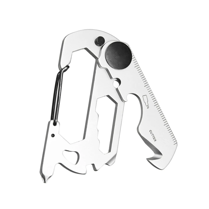 

Stainless Steel Keychain Clip Bottle Opener Utensil Outdoor Multifunction Carabiner Clip Ring Climbing Card Wrench Tool