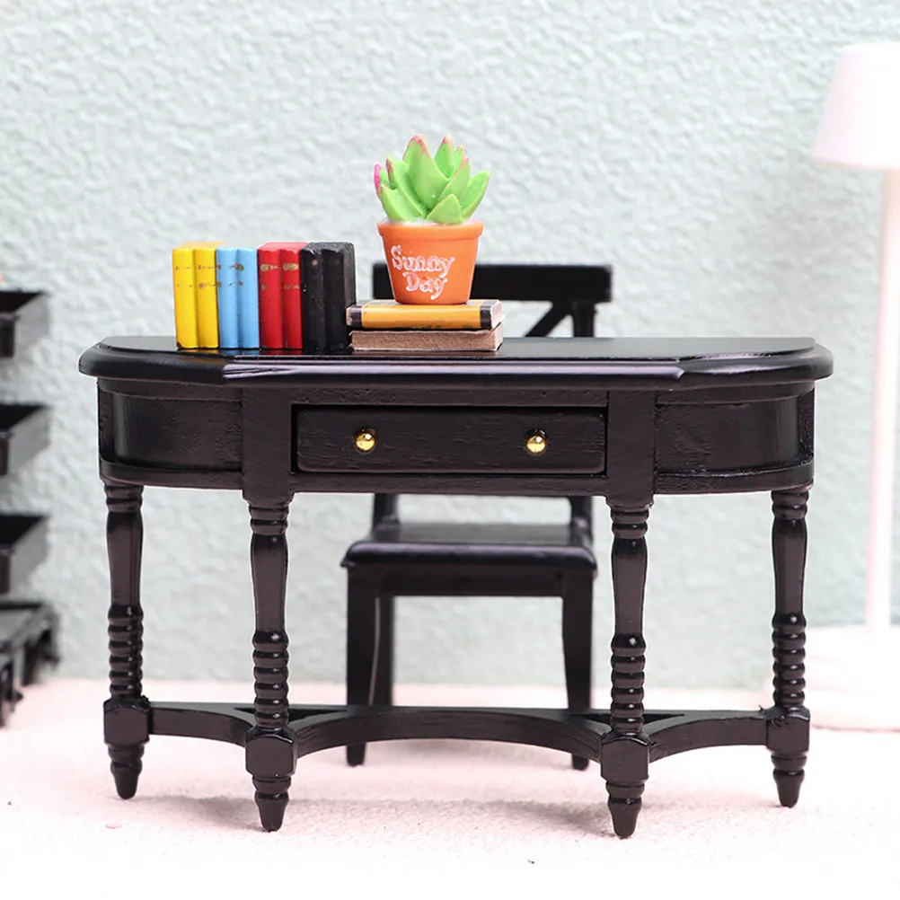 

Wooden Mini House Decoration Accessory High-Quality Mini Study Desk for Realistic Miniature Home Decor Lovely Wear-Resistant