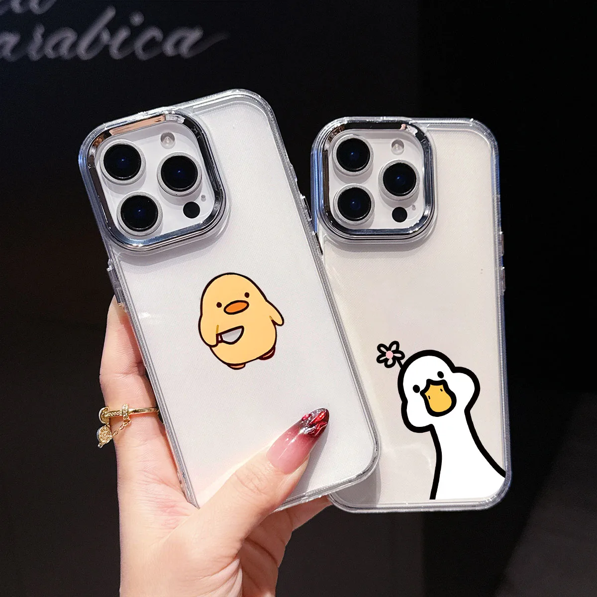 Coque de téléphone de luxe en forme de canard de dessin animé amusant pour iPhone 17 Air 16 15 14 11 Pro Max 16 15 Plus X Xs 8 7 – Housse de protection souple Fundas