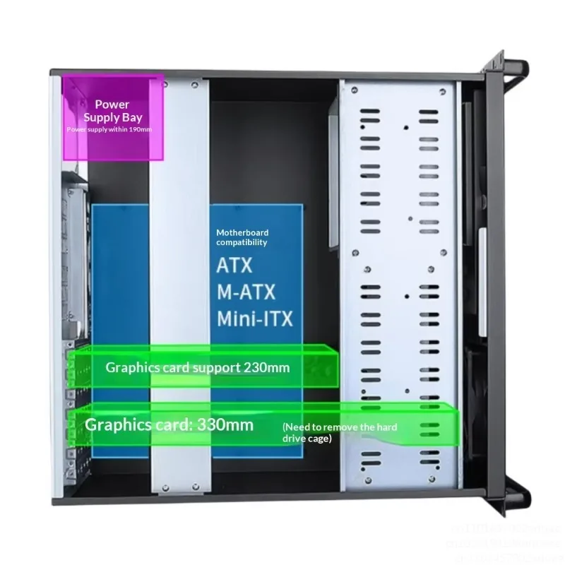 4U Industrial Control Chassis Model 610 Server Computer ATX Power Supply 7 Slots 19inch Rack Mount