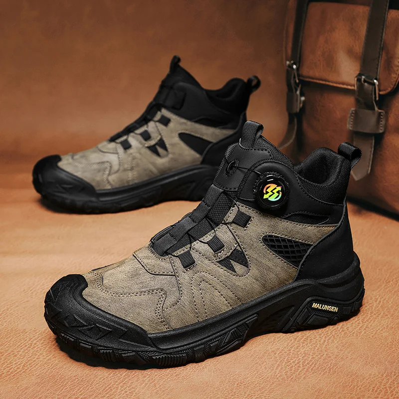 

Autumn Casual Outdoor Sneakers Man Knob Design Men's Hiking Shoes Platform Anti-Slip Trekking Shoes Men High-Top Walking Shoes
