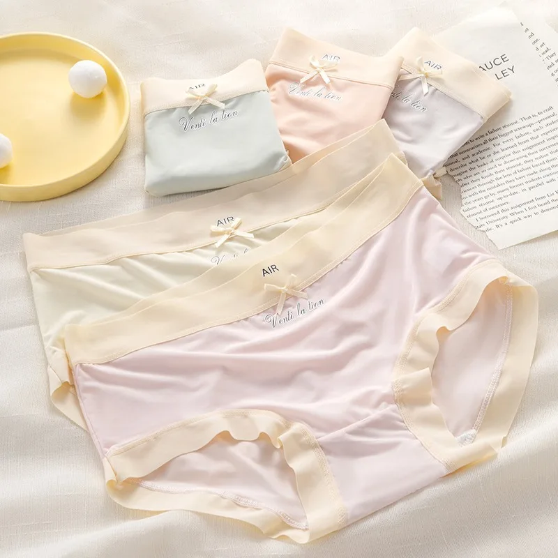 5PCS Teens Girls Thin Breathable Briefs Summer Cool Kids Seamless Antibacterial Panties 8+y Young Children Solid Daily Underwear