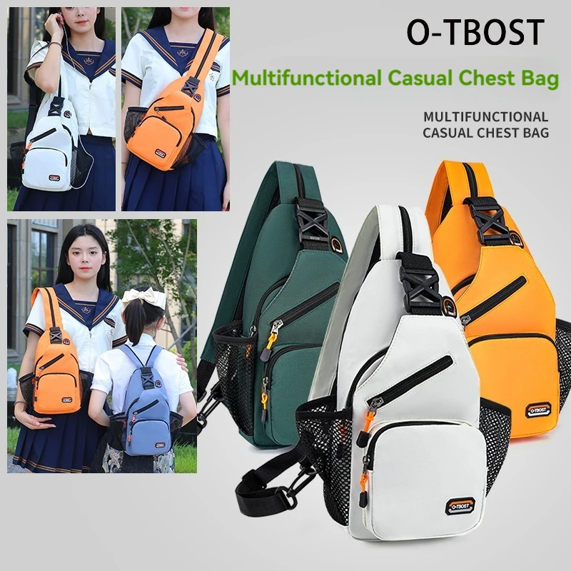 O-TBOST Unisex Oxford Cloth 2 in 1 Chest Bag Backpack Outdoor Leisure Men\'s Shoulder Bag Portable Crossbody Bag